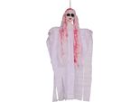 Spaventosa Figura Di Halloween Appeso Accenti Rosso Sangue Decorazione Inquietante Fantasma Efficace Atmosfera Spaventosa Per La Festa, Colore: Bianco