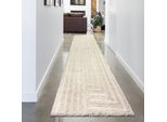 Tappeto Da Salotto Soffice Con Motivo A Linee In Color Crema Dimensioni - 80 X 300 Cm