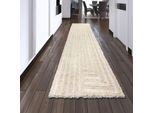 Tappeto A Pelo Alto Con Motivo Moderno E Morbido In Color Crema Dimensioni - 80 X 300 Cm