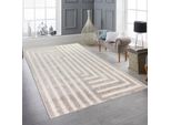 Tappeto Soffice A Pelo Alto Moderno E Accogliente In Beige Dimensioni - 200 X 290 Cm