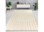 Tappeto Da Salotto Soffice Con Motivo A Linee In Color Crema Dimensioni - 140 X 200 Cm