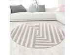 Morbido Tappeto A Pelo Alto Con Motivo A Linee Accogliente E Moderno In Beige Dimensioni - 200 Cm Rotondo