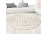 Tappeto Da Salotto Soffice Con Motivo A Linee In Color Crema Dimensioni - 200 Cm Rotondo