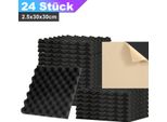 Bettizia 24 Pezzi Di Schiuma Acustica Tappetini Di Schiuma Acustica Modello Onda 30 X 30 X 2,5 Cm Tappetini Di Isolamento Acustico Per Piastrelle Di Schiuma Efficace Nero