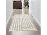 Morbido Tappeto A Pelo Alto Con Motivo A Linee Accogliente E Moderno In Beige Dimensioni - 80 X 150 Cm