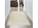 Tappeto Da Salotto Soffice Con Motivo A Linee In Color Crema Dimensioni - 80 X 150 Cm
