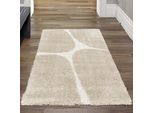 Tappeto Moderno A Pelo Alto Con Accenti Beige Morbido, Accogliente, Di Facile Manutenzione Con Motivo Organico In Crema Beige Dimensioni - 80 X 150 Cm
