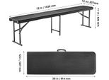 Succebuy 6FT Panca Pieghevole In Plastica, Seduta Portatile Impermeabile In Hdpe Per Esterni, Panca Da Pranzo Per Picnic E Campeggio Con Maniglia Per Il Trasporto, Per Giardino E Sport, Nero (1 Pack)