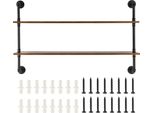 Succebuy Scaffale Industriale In Tubo, A 2 Livelli, 48 X 9,84 Pollici, Montato A Parete, Scaffale Rustico In Legno Galleggiante, Scaffale Di Stoccaggio Per Cucina, Soggiorno, Bagno, Nero
