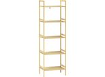 Fortuna Lai Scaffale Da Bagno, Scaffale Da Bagno A 5 Ripiani, Scaffale Portaoggetti In Bambù, Scaffale Con Ripiani Regolabili Per Bagno, Soggiorno, Cucina, 43,5 X 31,5 X 142 Cm, Legno Naturale
