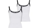 Urban Classics Top Damen Ladies Contrast Basic Top 2Er Pack Weiß/Schwarz L