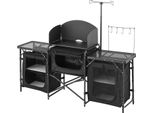 Succebuy Tavolo Da Cucina Da Campeggio - Stazione Di Cottura Portatile Per Esterni Con Parabrezza E Armadietti