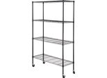 Succebuy Scaffale Con Ruote, Regolabile A 4 Livelli, Capacità Di Carico Di 318 Kg, Robusta Scaffalatura Per Garage, Struttura In Filo Metallico Organizzatore, Nero, 119,4 Cm L X 45,6 Cm L X 188,9 Cm H, Per Cucina, Dispensa