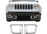 Modanature Griglia Radiatore Modanature Griglia Per Jeep Renegade 2014-2019 Cromo Abs Argento 2X