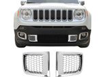 Modanature Griglia Radiatore Modanature Griglia Per Jeep Renegade 2014-2024 Cromo Abs Argento 2X