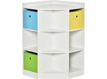 Homcom Scaffale Per Bambini Scaffale Ad Angolo Con 3 Scatole Portaoggetti Scaffale Per Cameretta Dei Bambini Per 3-12 Anni Bianco 57,4 X 57,4 X 94 Cm