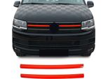 Modanature Griglia Radiatore Per Vw T6 Transporter 2015-2019 Highline Cromo Rosso 2X