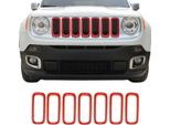 Modanature Griglia Radiatore Modanature Griglia Per Jeep Renegade 2014-2024 Cromo Abs Rosso 7 Pezzi