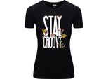Diarbo Maglietta Da Donna Con Stampa Astratta Stay Groovy Nero Taglia S