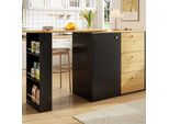 Tavolo Da Bar Flieks Girevole A 360°, Tavolo Da Bar Allungabile Con Venature Del Legno, Tavolo Da Pranzo 138-204X39X104 Cm, Tavolo Da Pranzo Con Credenza, Colore Nero + Legno