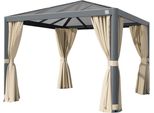 Primeyard Gazebo Da Giardino 3X3 M Tetto Hardtop In Policarbonato Con 4 Teli Laterali In Crema