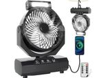 Ventilatore Da Tavolo Aopunly, Ventilatore Da Campeggio, Ricaricabile, Batteria Da 20000Mah, 4 Velocità, Con Telecomando, Luce Led E Gancio, Per Esterni, Tenda, Nero