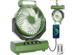 Ventilatore Da Tavolo Aopunly, Ventilatore Da Campeggio, Ricaricabile, Batteria Da 20000Mah, 4 Velocità, Con Telecomando, Luce Led E Gancio, Per Esterni, Tenda, Verde