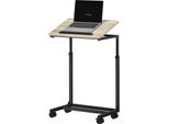 Tavolino Fortuna Lai A Forma Di C, Tavolino Da Salotto Regolabile In Altezza Con Rotelle, Tavolino Da Divano Tavolino Per Laptop Per Spazi Ridotti, Soggiorno, 55 X 36 X 62,5-82,5 Cm, Bianco