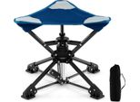 Sgabello Pieghevole Costway Portatile Ruotabile A 360°, Sgabello Da Campeggio Pieghevole, Sgabello Pieghevole Con Piedini Antiaffondamento E Borsa Per Il Trasporto, Sgabello Da Pesca Fino A 150 Kg Blu