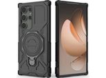 Cover Resistente Per Samsung Galaxy S24 Ultra, Custodia Robusta Con Supporto Ad Anello, Supporto Magnetico E Supporto Nero