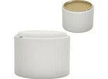 Fortuna Lai Pouf Con Contenitore Pouf Con Coperchio, Poggiapiedi Rotondo Pouf Imbottito Tavolino Da Salotto Con Effetto Corda 56 X 56 X 42 Cm Bianco Crema