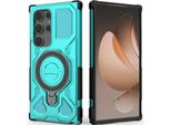 Resistente Cover Per Cellulare Per Samsung Galaxy S24 Ultra, Robusta Custodia Con Supporto Ad Anello, Supporto Magnetico E Supporto Verde Menta