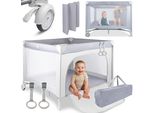 Malplay Baby Playpen Lettino Da Viaggio Con Borsa Zoni 100X100Cm Con Ruote Grigio Apertura Rapida Fino A 15 Kg