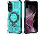 Resistente Cover Per Cellulare Per Samsung Galaxy S25 Edge, Robusta Custodia Con Supporto Ad Anello, Supporto Magnetico E Supporto Verde Menta