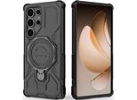 Cover Resistente Per Samsung Galaxy S25 Ultra, Custodia Robusta Con Supporto Ad Anello, Supporto Magnetico E Supporto Nero