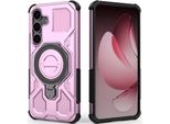 Resistente Cover Per Cellulare Per Samsung Galaxy S25+, Robusta Custodia Con Supporto Ad Anello, Supporto Magnetico E Supporto Rosa