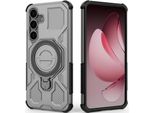 Resistente Cover Per Cellulare Per Samsung Galaxy S25+, Robusta Custodia Con Supporto Ad Anello, Supporto Magnetico E Supporto Grigio