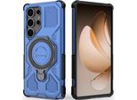 Cover Resistente Per Samsung Galaxy S25 Ultra, Custodia Robusta Con Supporto Ad Anello, Supporto Magnetico E Supporto Blu