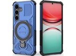 Cover Resistente Per Samsung Galaxy S25, Custodia Robusta Con Supporto Ad Anello, Supporto Magnetico E Supporto Blu