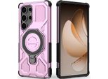 Cover Resistente Per Samsung Galaxy S25 Ultra, Custodia Robusta Con Supporto Ad Anello, Supporto Magnetico E Supporto Rosa
