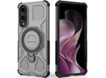 Cover Resistente Per Samsung Galaxy S25 Edge, Custodia Robusta Con Supporto Ad Anello, Supporto Magnetico E Supporto Grigio