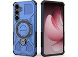 Cover Resistente Per Samsung Galaxy S25+, Custodia Robusta Con Supporto Ad Anello, Supporto Magnetico E Supporto Blu