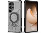 Cover Resistente Per Samsung Galaxy S25 Ultra, Custodia Robusta Con Supporto Ad Anello, Supporto Magnetico E Supporto Grigio
