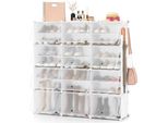 Scarpiera Costway Con 12 Scomparti E Ganci Laterali, Scarpiera In Plastica Per 48 Paia Di Scarpe E Stivali, Organizzatore Di Scarpe, Scarpiera, Bianco