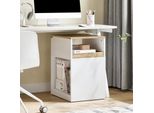 Sobuy ASK08-WN Tavolo Per Stampante Con Rotelle Armadio Per File Tavolo Per Stampante Supporto Per Stampante Contenitore Per Rotoli Armadio Per Archiviazione Bianco Naturale Wd Circa 40X65X50Cm