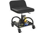Homcom Sgabello Da Officina Con Rotelle Piano Di Appoggio, Supporto Lombare, Altezza 58,5 Cm Sgabello Rotante Per Officina, Portata Fino A 135 Kg Nero