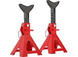 Homcom Cavalletto Di Sostegno 3 Tonnellate Di Portata 2 Pezzi Cavalletto Di Sostegno Incl. Perno Di Sicurezza 10 Gradini Altezza Regolabile Da 290 Mm A 410 Mm Cavalletti Di Sostegno Rosso