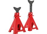Homcom Cavalletto Di Sostegno 6 Tonnellate Di Portata 2 Pezzi Cavalletto Di Sostegno Incl. 2 Perni Di Sicurezza 13 Gradini Altezza Regolabile Da 375 Mm A 592 Mm Garage Rosso
