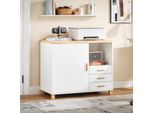 Sobuy ASK07-WN Scrivania Per Stampante Armadio Per Archiviazione Armadio Da Cucina Credenza Buffet Armadio Per Archiviazione Cassettiera Bianco-Naturale Wd Circa 90X75X45Cm