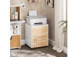 Sobuy ASK06-WN Carrello Mobile Con Piedistallo Per Ufficio Carrello Laterale Per Ufficio Carrello Per Archiviazione Carrello Laterale Con Rotelle Supporto Per Stampante Bianco Naturale Wd Circa 45X59X45Cm